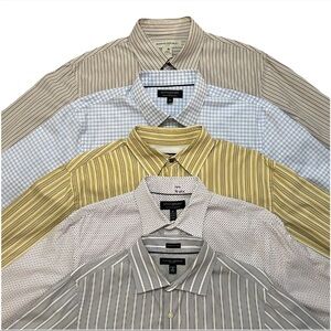 Lot Of 5 Banana Republic Mens M Long Sleeve Non Iron Cotton Shirts Standard Fit